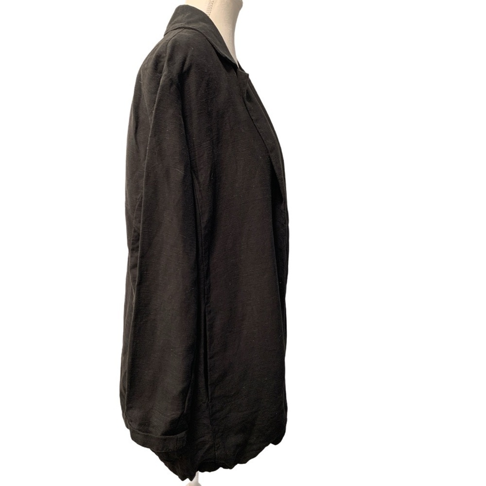 Eileen Fisher Black Blazer Oversized Open Front Linen Jacket Size Small - Picture 4 of 7
